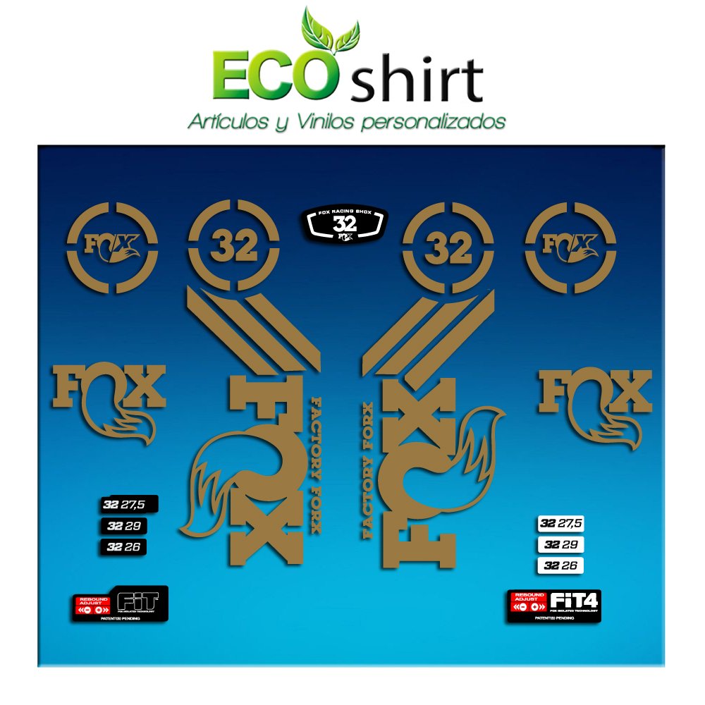 Ecoshirt ZK-C8LM-A9OF Aufkleber Fork Fox 32 Am62 Aufkleber Decals Sticker Gabel Gabel Gabel Gold von Ecoshirt