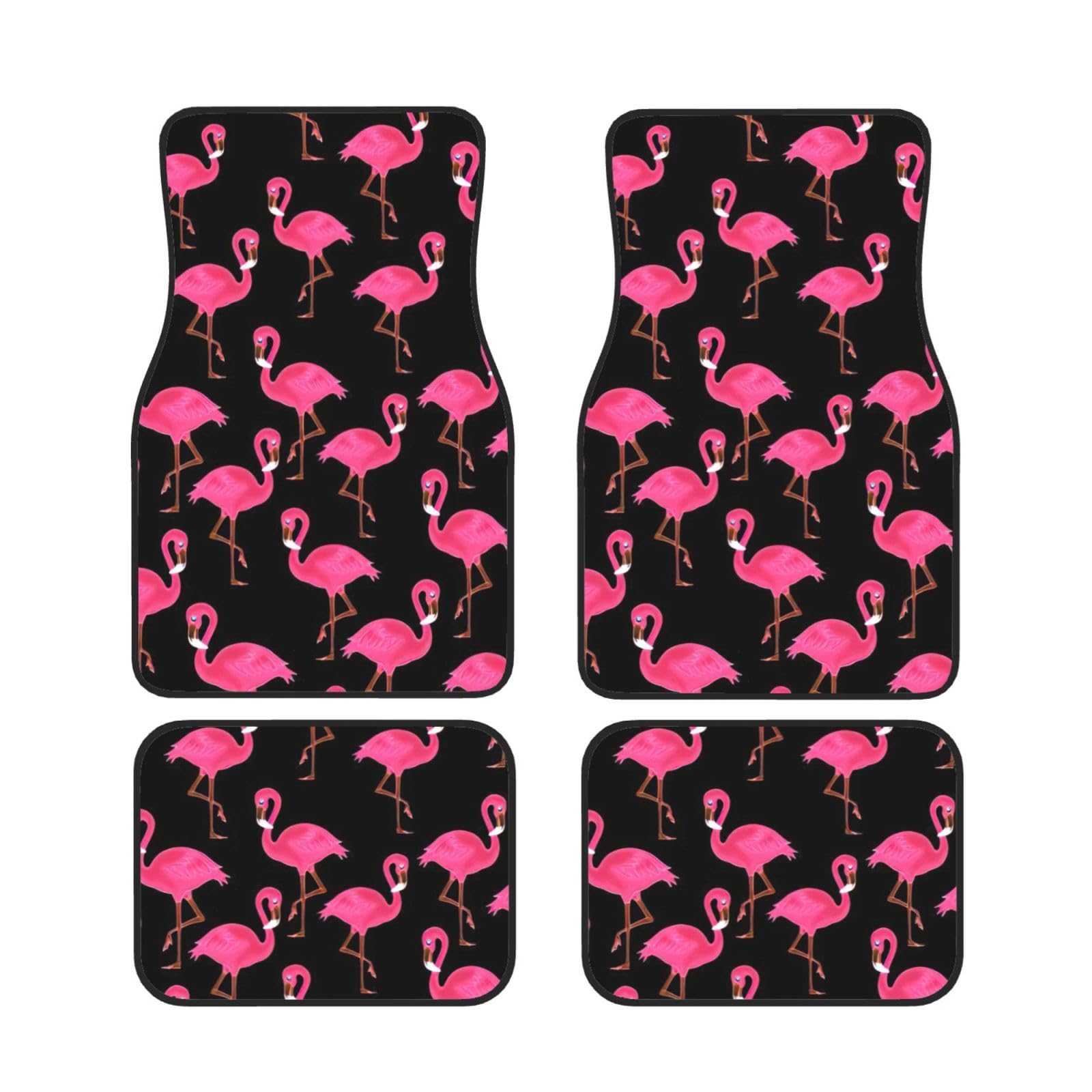 Universal-Auto-Fußmatten-Set, rutschfest, wasserabsorbierend, rosa Flamingo-Muster von EdWal