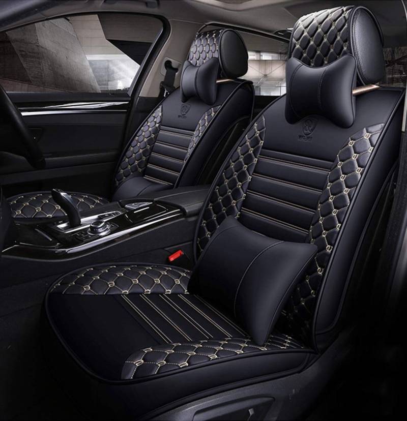 Ededi Universal Auto Sitzbezüge Set PU Leder Autositzbezüge zum Vorderseite und Rückseite 5 Sitze, 9-teiliges Set von Ededi