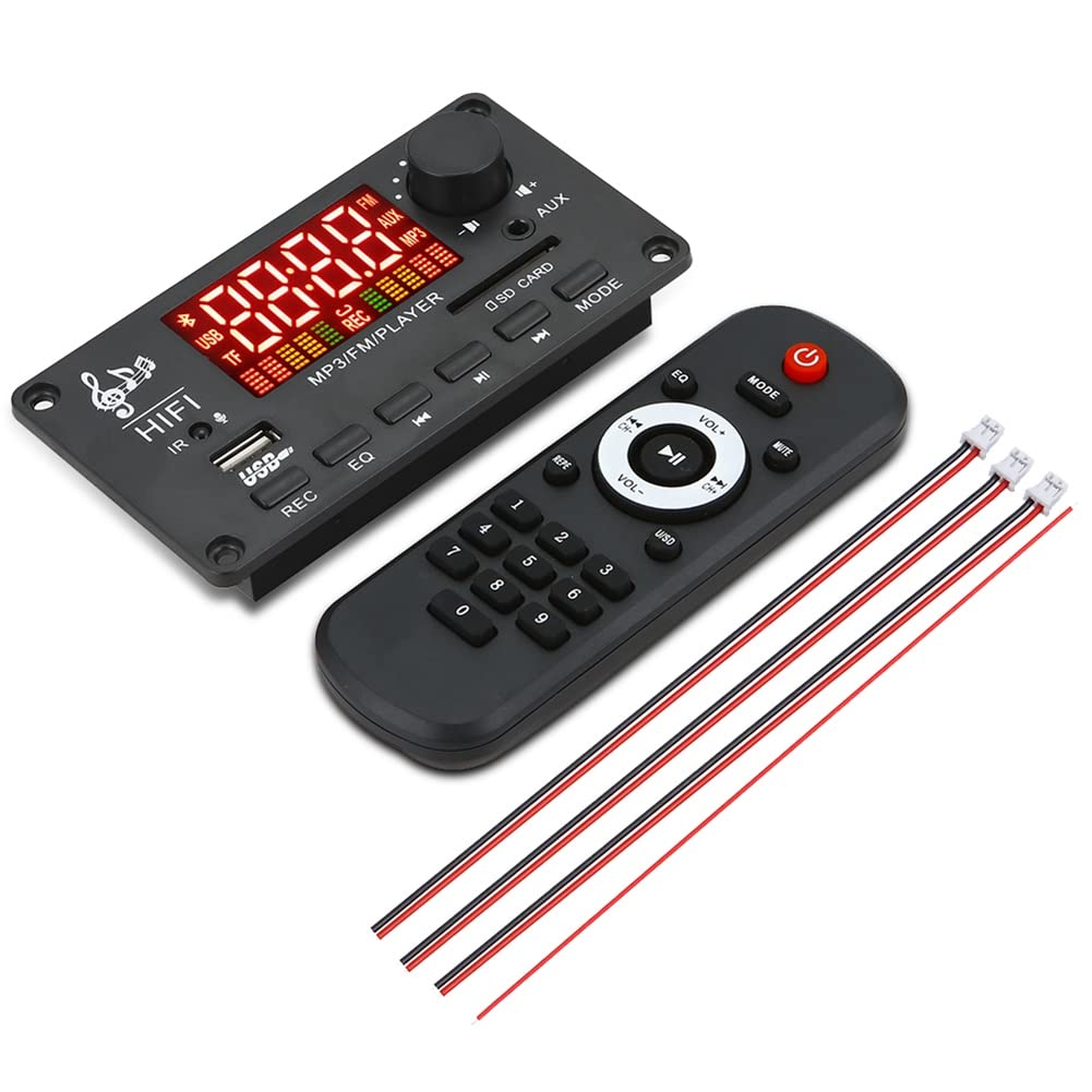 Eduuyvee 12V VerstäRker Bluetooth 5.0 100W MP3 Decoder Board Anrufaufzeichnung Drahtloses Musik Audio USB TF Radio für Auto(A) von Eduuyvee