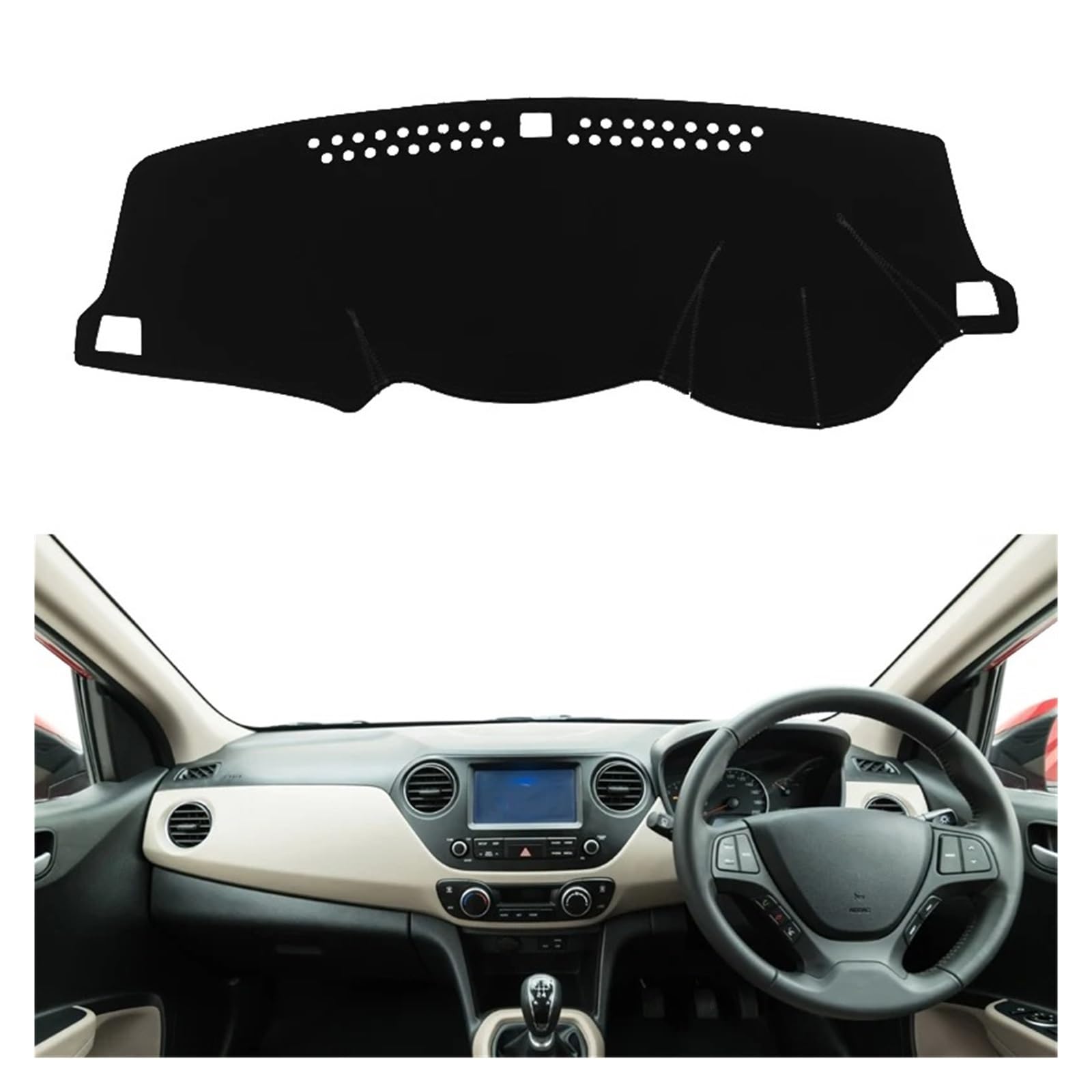 Auto Armaturenbrett Abdeckmatte Für Hyundai Für Grand I10 2013-2017 Rechts Und Links Hand Stick Dashboard Abdeckungen Matte Schatten Kissen Pad Teppiche Zubehör(Right Hand Drive) von Eejghfwq