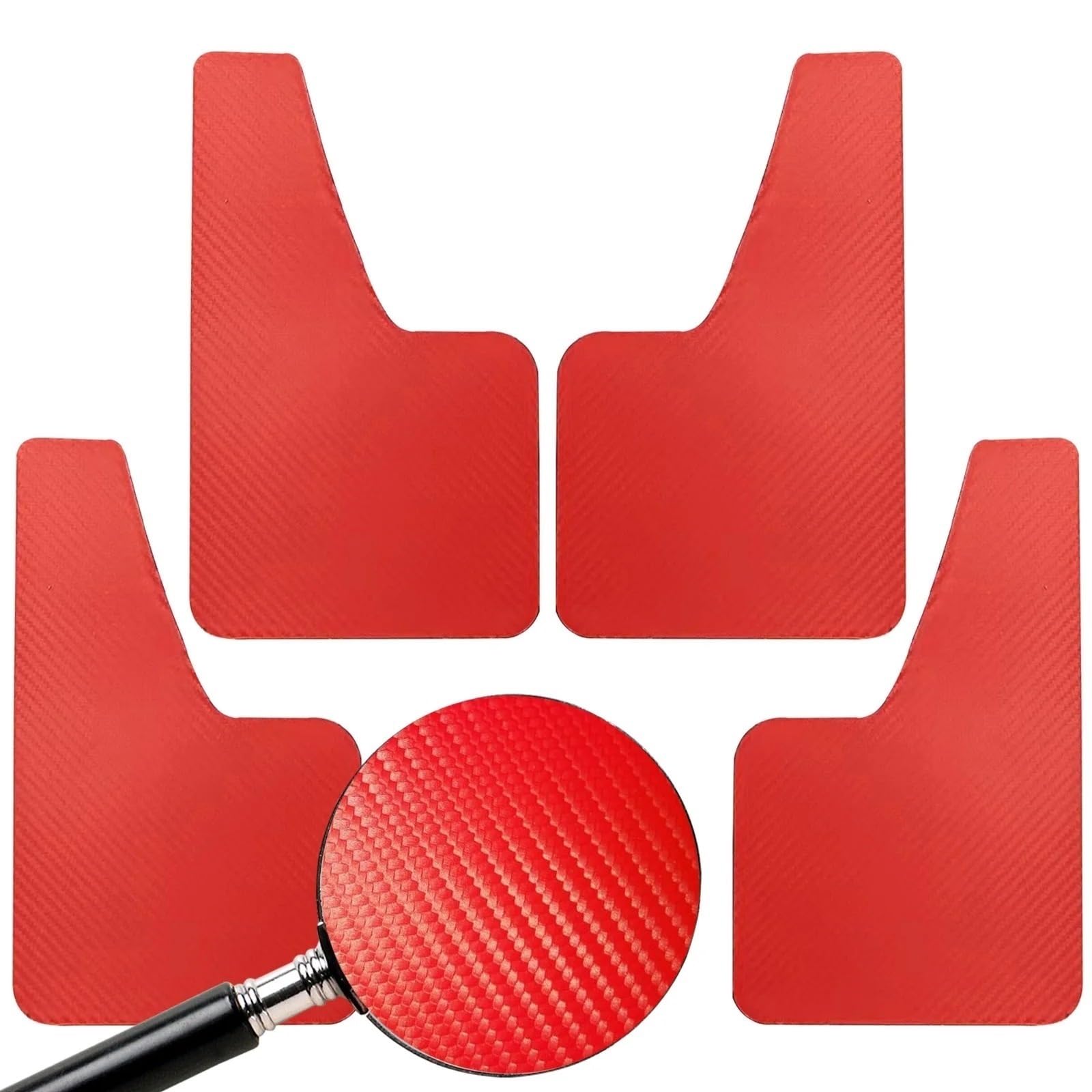 Auto Schmutzlappen Karbonfaser-Effekt Vorne Und Hinten Set Universal-Schmutzfänger Spritzschutz Auto-Zubehör Auto Kotflügel(4pcs-Red Carbon) von Eejghfwq