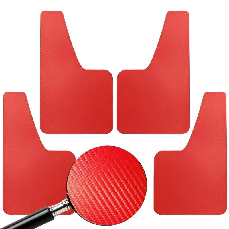 Auto Schmutzlappen Karbonfaser-Effekt Vorne Und Hinten Set Universal-Schmutzfänger Spritzschutz Auto-Zubehör Auto Kotflügel(4pcs-Red Carbon) von Eejghfwq