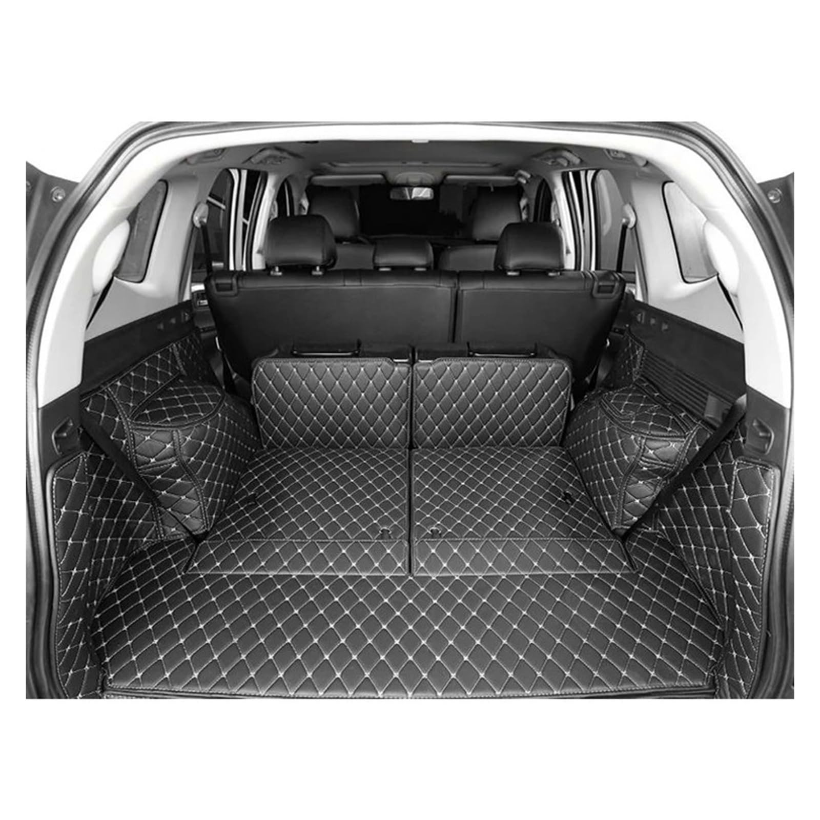 Kofferraumwanne Cargo Für Mitsubishi Für Pajero Für Sport 7 Sitze 2016-2022 Komplettset Kofferraummatten Kofferraummatten Cargo Liner Cover Kofferraumschutzmatte(Black beige) von Eejghfwq