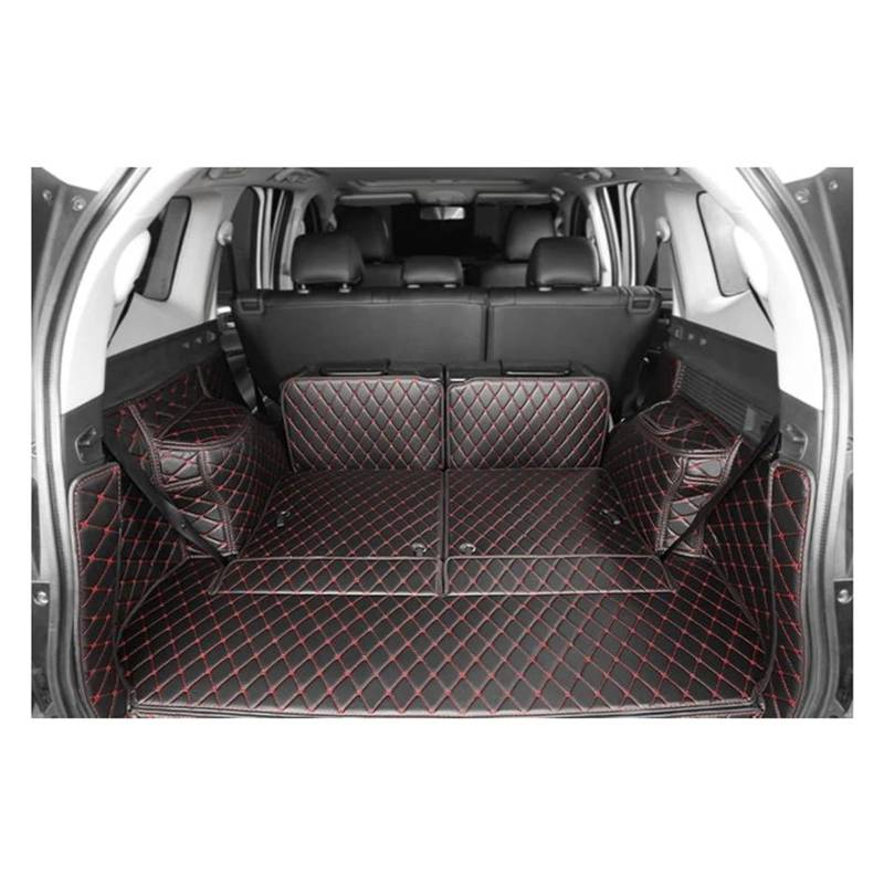 Kofferraumwanne Cargo Für Mitsubishi Für Pajero Für Sport 7 Sitze 2016-2022 Komplettset Kofferraummatten Kofferraummatten Cargo Liner Cover Kofferraumschutzmatte(Black red) von Eejghfwq