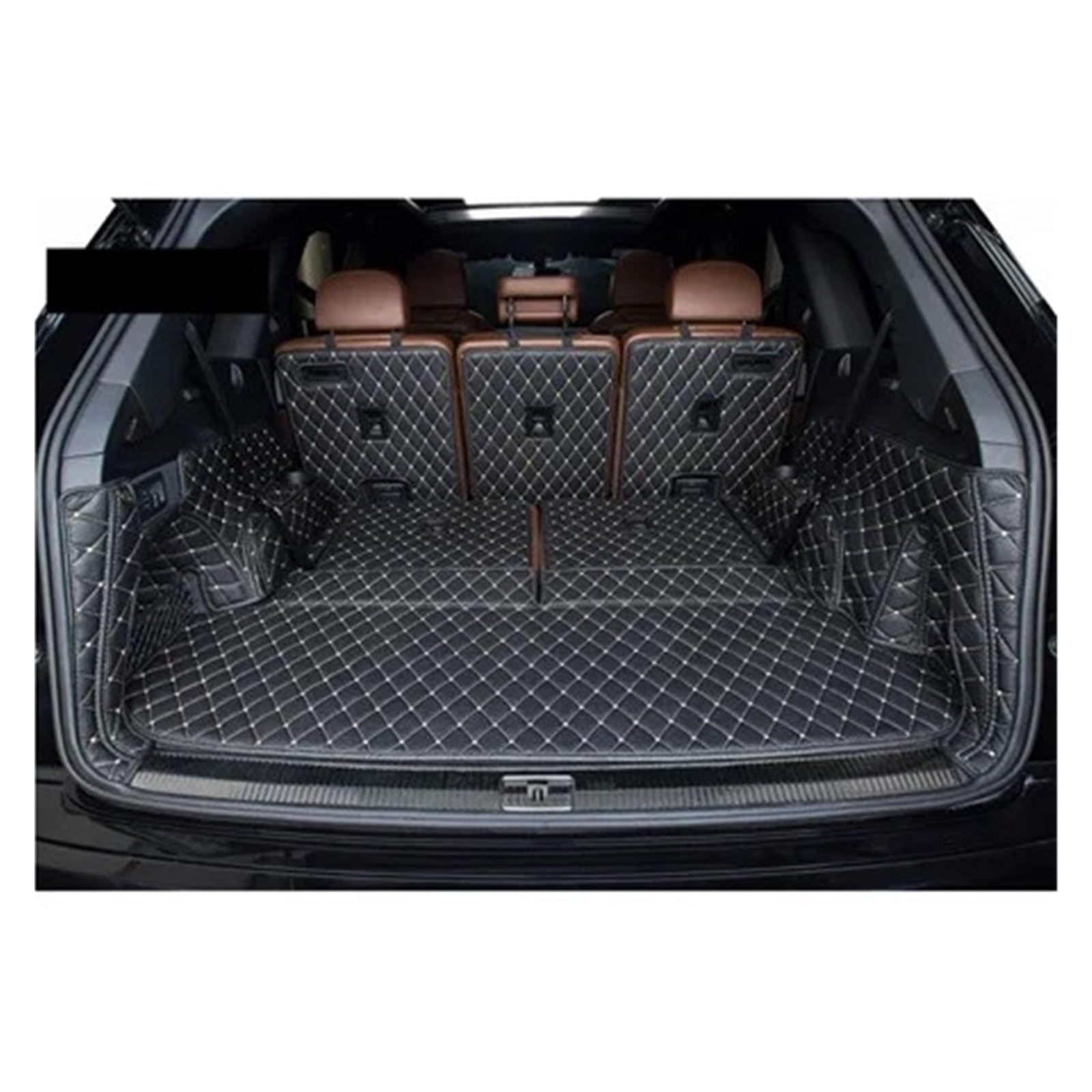 Kofferraumwanne Cargo Für Q7 7 Sitze 2015 2016 2017 2018 2019 2020 2021 2022 Kofferraummatten Strapazierfähige Kofferraumteppiche Cargo-Liner Styling-Bezüge Kofferraumschutzmatte(Black beige) von Eejghfwq