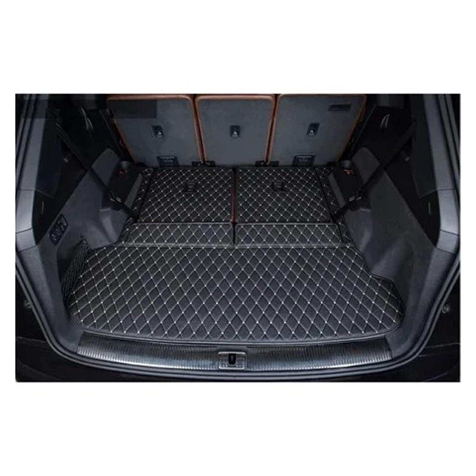 Kofferraumwanne Cargo Für Q7 7 Sitze 2015 2016 2017 2018 2019 2020 2021 2022 Kofferraummatten Strapazierfähige Kofferraumteppiche Cargo-Liner Styling-Bezüge Kofferraumschutzmatte(Black beige1) von Eejghfwq