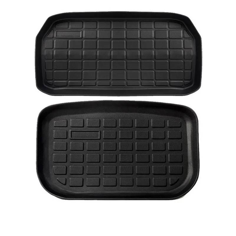 Kofferraumwanne Cargo Für Tesla Für Modell 3 Y 2017-2023 Vorne Hinten Matte TPE Cargo Pad Zubehör 3D wasserdichte Tablett Lagerung Pads Matten Kofferraumschutzmatte(2pcs Set Mo*del Y) von Eejghfwq