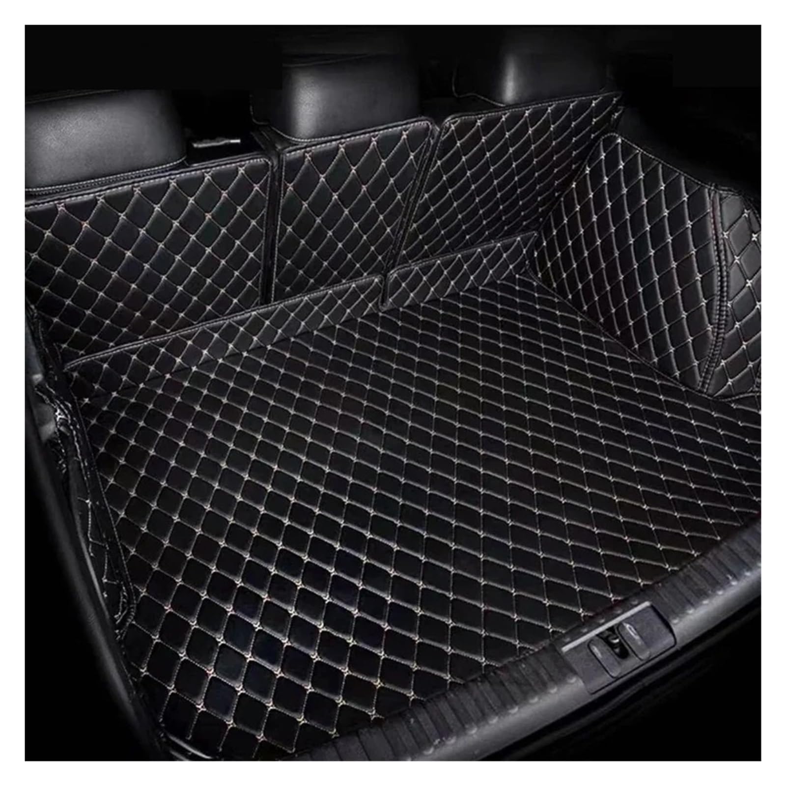 Kofferraumwanne Cargo Für Tesla Für Modell Für S 2015 2016 Kofferraummatte Innenzubehör Anti-Schmutz-haltbares Lederteppich-Schutzpolster Kofferraumschutzmatte(Black and Beige) von Eejghfwq