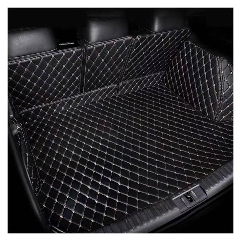 Kofferraumwanne Cargo Für Tesla Für Modell Für S 2015 2016 Kofferraummatte Innenzubehör Anti-Schmutz-haltbares Lederteppich-Schutzpolster Kofferraumschutzmatte(Black and Beige) von Eejghfwq