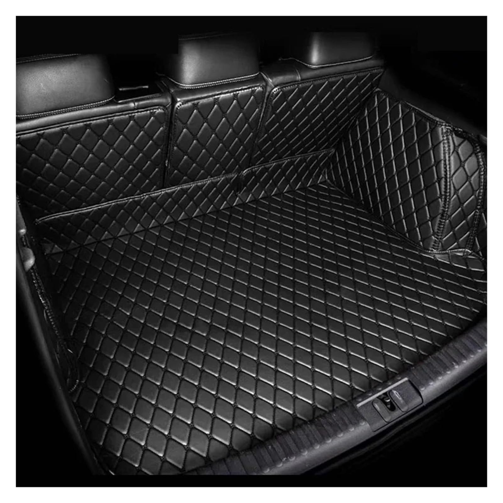Kofferraumwanne Cargo Für Tesla Für Modell Für S 2015 2016 Kofferraummatte Innenzubehör Anti-Schmutz-haltbares Lederteppich-Schutzpolster Kofferraumschutzmatte(Black and Black) von Eejghfwq
