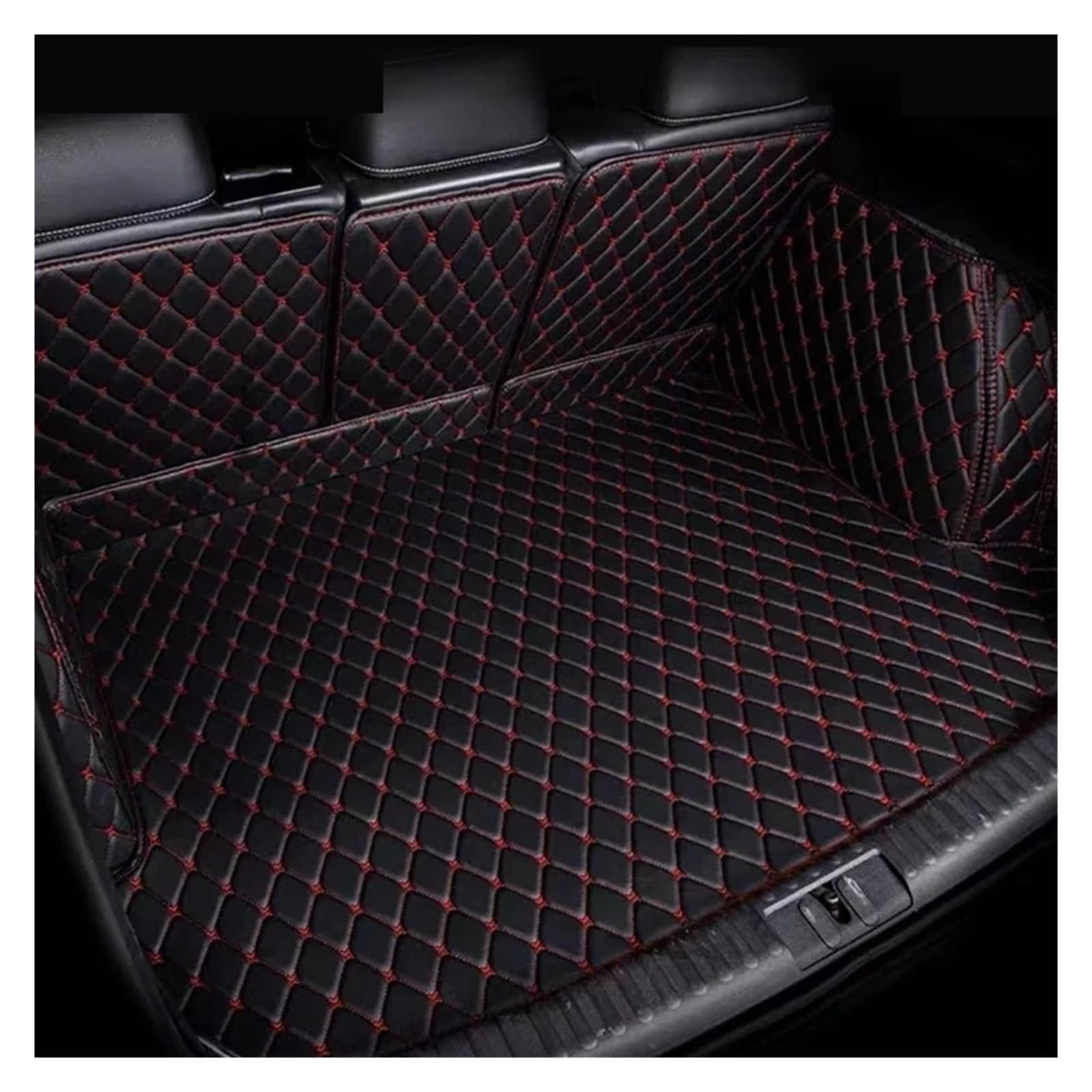 Kofferraumwanne Cargo Für Tesla Für Modell Für S 2015 2016 Kofferraummatte Innenzubehör Anti-Schmutz-haltbares Lederteppich-Schutzpolster Kofferraumschutzmatte(Black and Red) von Eejghfwq