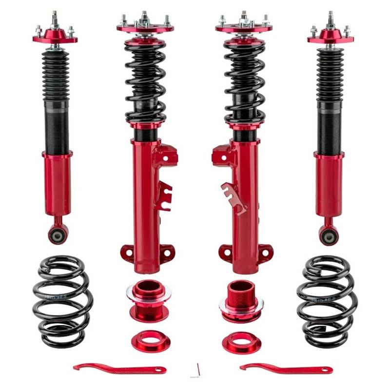 Stoßdämpfer Autos Für E36 318i 323i 325i 328i Spulenstreben Federbein 24-Wege Gewindefahrwerk Gewindefahrwerk Kit Stoßdämpferaufhängung(Red) von Eejghfwq