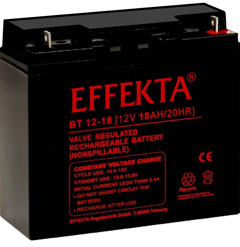 Effekta AGM Akku Batterie Typ BT 12-18 12V 18Ah Flachpol M5 von Effekta