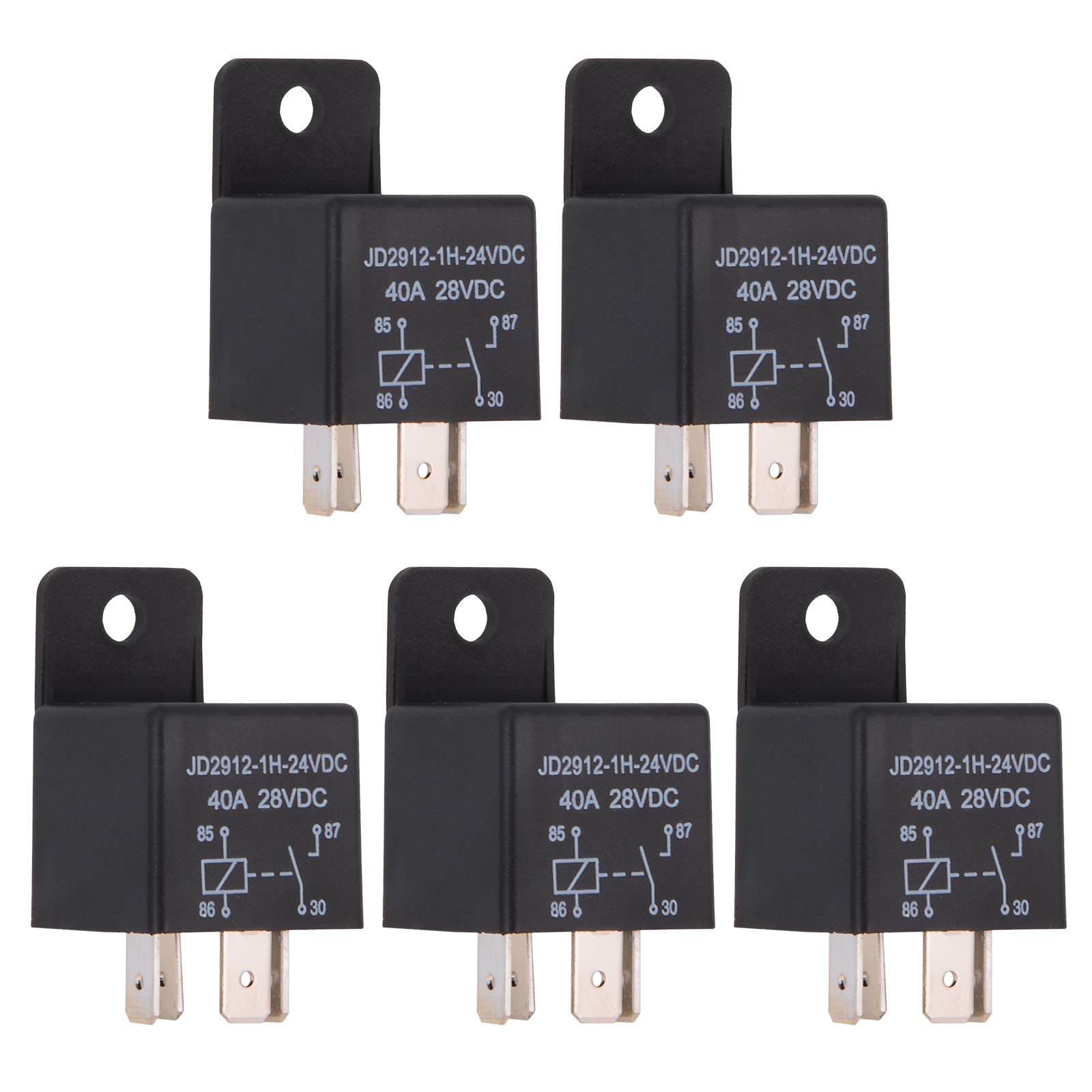 Ehdis 5 Stück Car Relais 24v 40A 4 Pin Auto Relais Spst Modell Nr: JD2912-1H-24VDC 40A 28VDC, Auto Schalter Vorspeisen von EHDIS