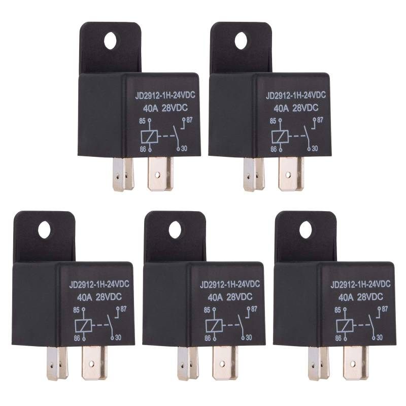 Ehdis 5 Stück Car Relais 24v 40A 4 Pin Auto Relais Spst Modell Nr: JD2912-1H-24VDC 40A 28VDC, Auto Schalter Vorspeisen von EHDIS