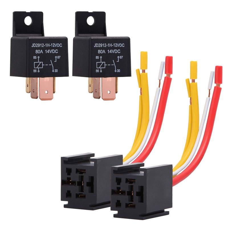 EHDIS 2 Stück 80 APM 4 Pin Relais - Car Truck Motor Heavy Duty 80A 12V SPST Mit Steckdose KFZ Fahrzeug Motor Umschalt Relais Mit Drähte von EHDIS