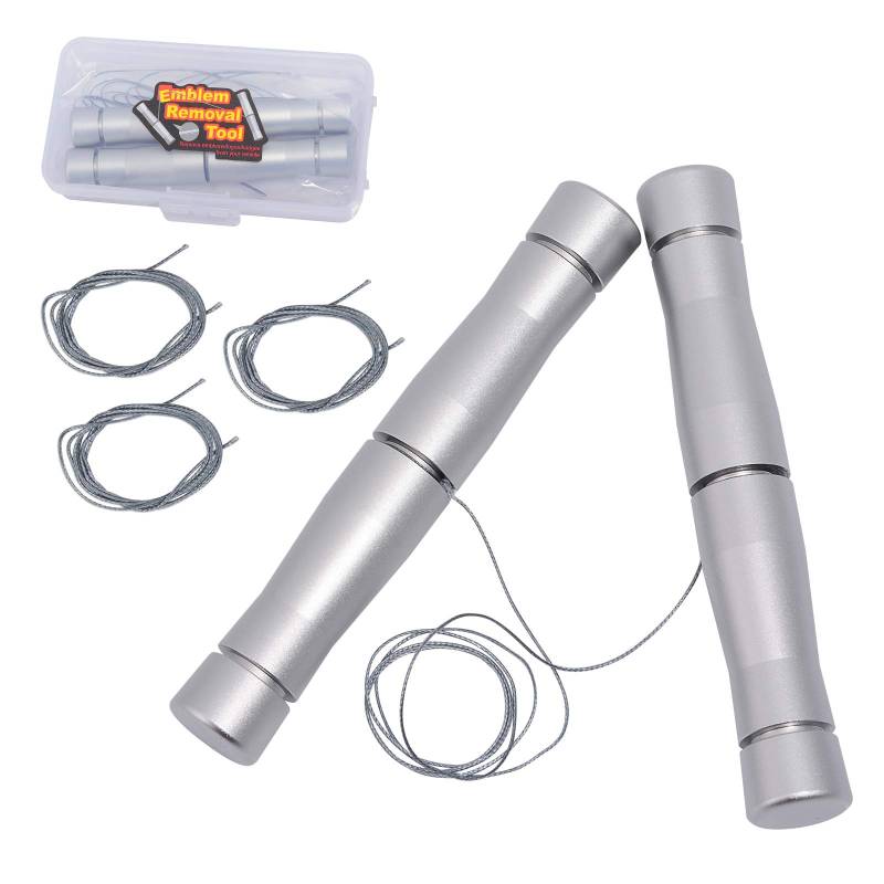 Ehdis Auto Embleme Entferner Logo Remover mit 3 Ersatz-PE-Leitungen und 2 Aluminiumgriffe kein Kratzer für Embleme Remove Auto-Logo entfernen (Silber-) von EHDIS