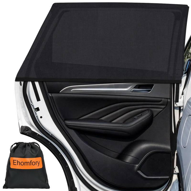 Ehomfory® Sonnenschutz Auto Baby, (2 Stück) Auto Sonnenschutz mit UV-Schutz, [2025 Upgrade] Hochwertiges Atmungsaktive Spandex mit 6 Klettverschluss für 99% Autos-L von Ehomfory