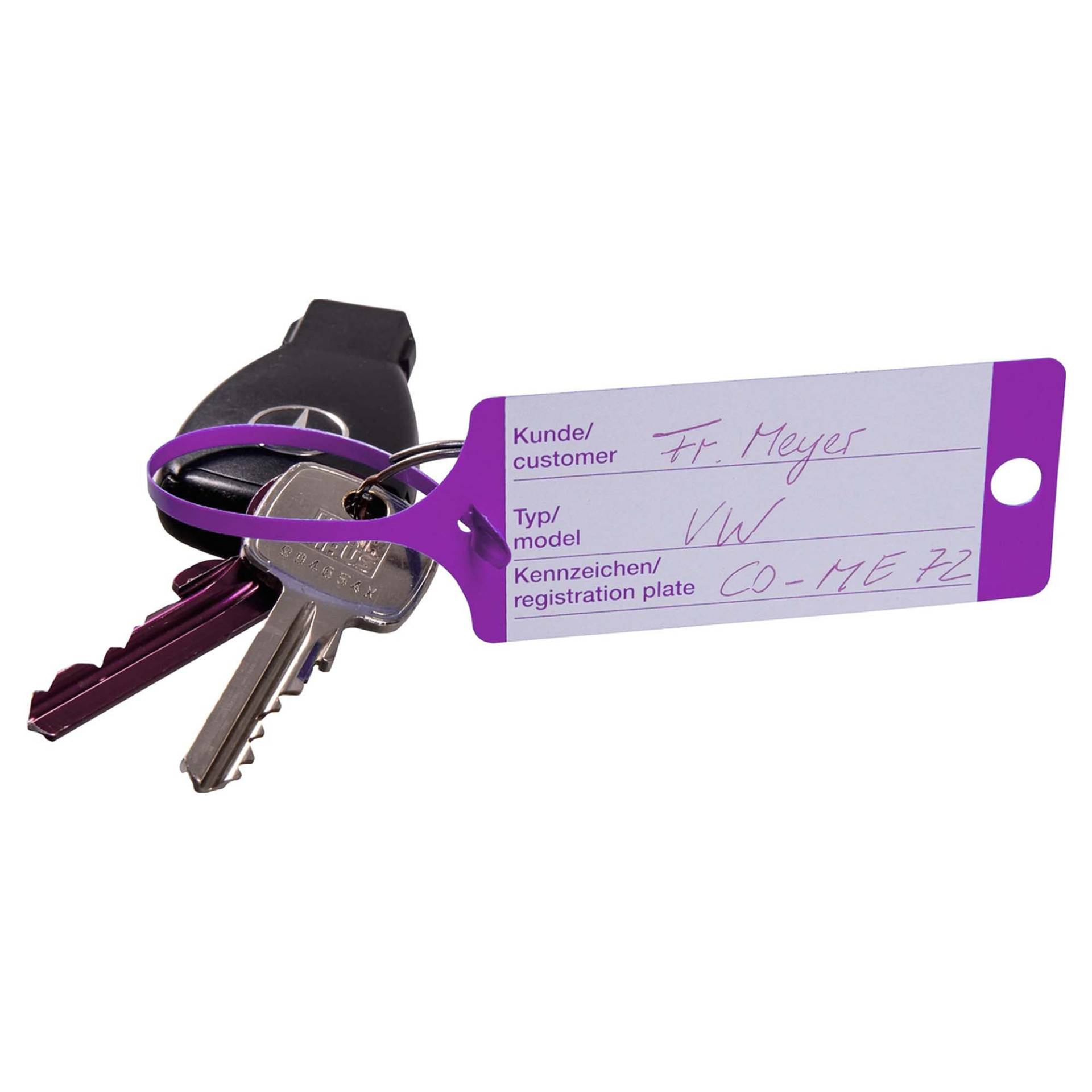 Schlüsselanhänger beschriftbar violett Eichner | 100x Schlüssel Anhänger aus PP Werkstatt | Schlüsselanhänger Werkstatt von Eichner