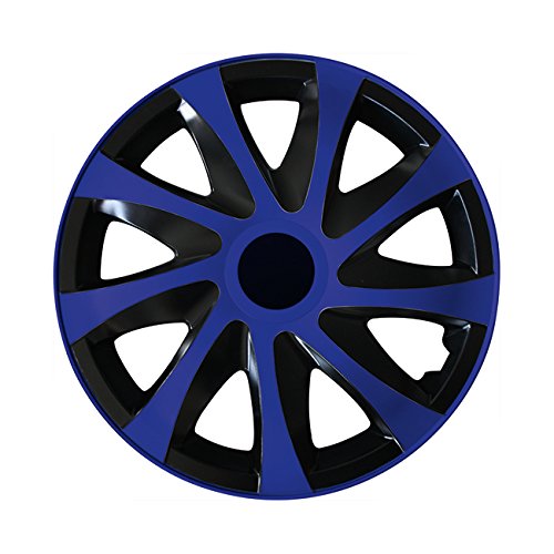 (Farbe & Größe wählbar) 15 Zoll Radkappen, Radzierblenden Draco Bicolor (Schwarz/Blau) passend für Fast alle Fahrzeugtypen (universal) von Eight Tec Handelsagentur
