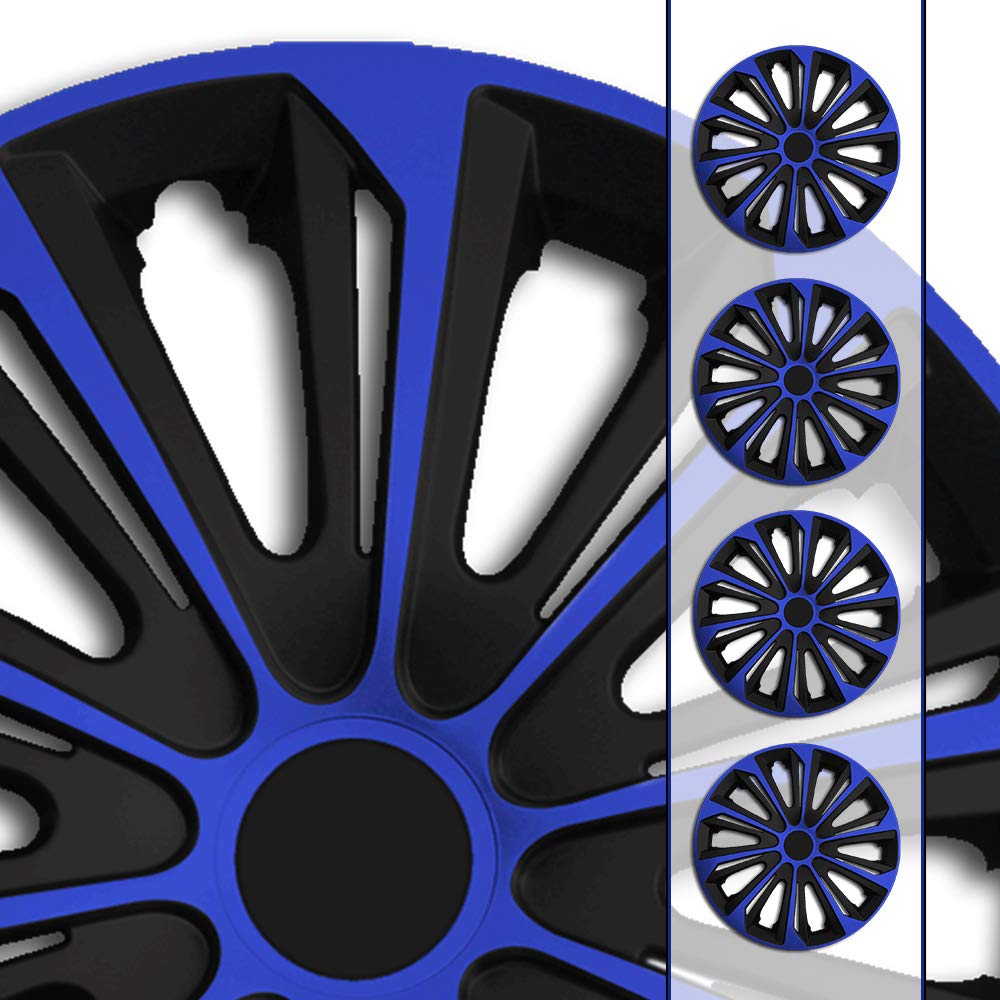 (Größe und Farbe wählbar!) 15 Zoll Radkappen/Radzierblenden STR-Bandel Bicolor BLAU (Farbe Schwarz-Blau), passend für Fast alle Fahrzeugtypen (universell) – nur beim Radkappen König von Eight Tec Handelsagentur
