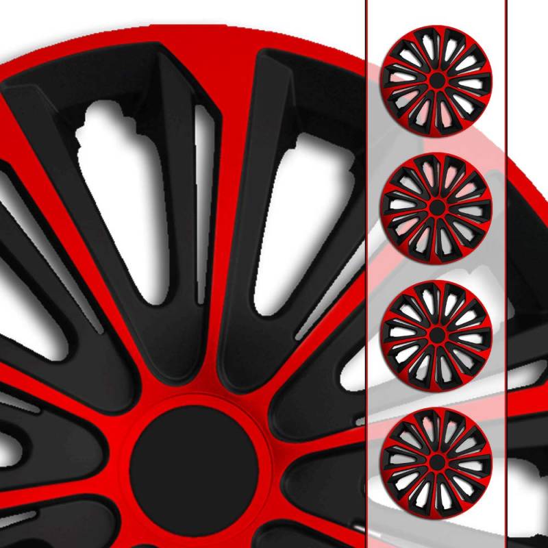 (Größe und Farbe wählbar!) 15 Zoll Radkappen/Radzierblenden STR-Bandel Bicolor ROT (Farbe Schwarz-Rot), passend für Fast alle Fahrzeugtypen (universell) – nur beim Radkappen König von Eight Tec Handelsagentur