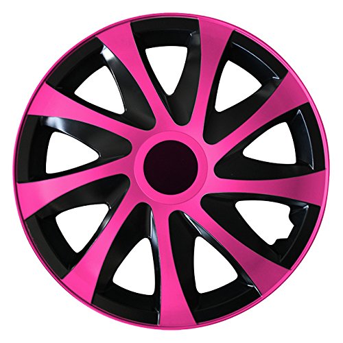 (Größe wählbar) 13 Zoll Radkappen/Radzierblenden Draco Bicolor (Schwarz-Pink) passend für Fast alle Fahrzeugtypen – universal von Eight Tec Handelsagentur
