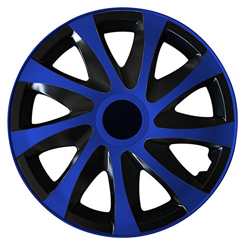 (Größe wählbar) 15 Zoll Radkappen/Radzierblenden Draco Bicolor (Schwarz-Blau) passend für Fast alle Fahrzeugtypen – universal von Eight Tec Handelsagentur