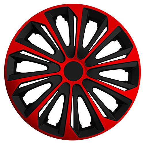 (Größe wählbar) 14 Zoll Radkappen/Radzierblenden Strong Bicolor (Schwarz-Rot) passend für Fast alle Fahrzeugtypen – universal von Eight Tec Handelsagentur