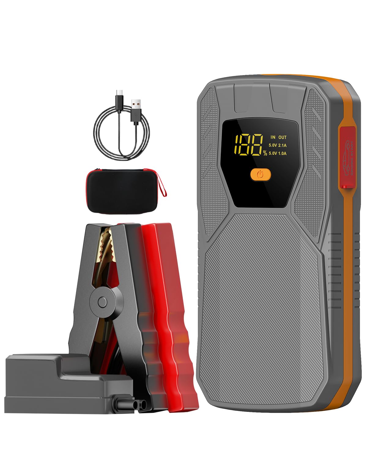 Eigotrav 6000A Starthilfe Powerbank für PKW, 12V Auto Starthilfe (Bis zu 7.5L Benzin/6L Diesel), Tragbarer Starter Powerbank mit LED Taschenlampe, LCD Display von Eigotrav