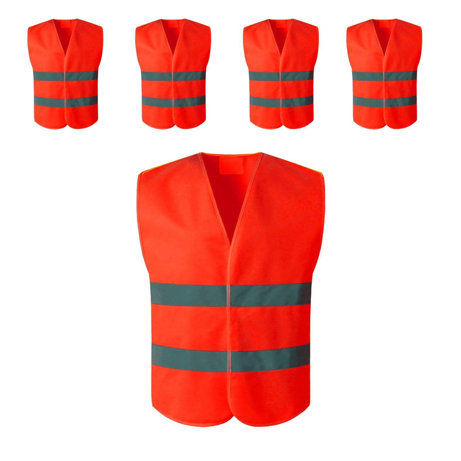 EinNana 5 stück Warnwesten Auto Warnweste Pannenweste Sicherheitsweste Neongelb KFZ Pannenhilfe Reflektierende Warnwesten für Auto Fahrern Arbeitskräften Erwachsene (Orange gelb) von EinNana