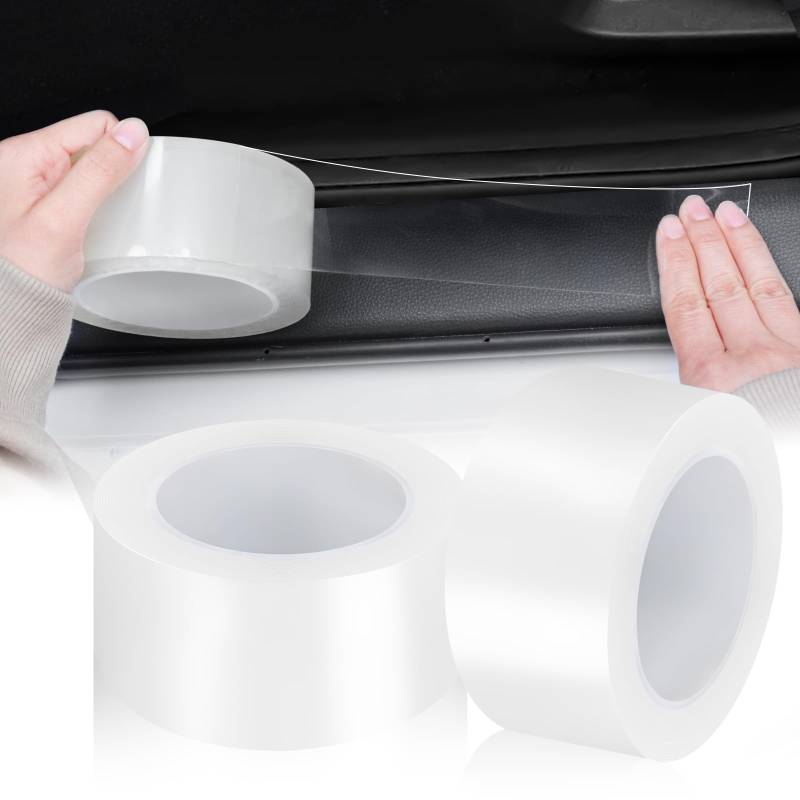 Einesin Auto Einstiegsleisten Schutz 5cm*10m, Carbon Aufkleber, Auto Einstiegsleisten Kohlefaser Aufkleber, Selbstklebend Schutzfolie Lackschutzfolie Auto（Transparent） (5 cm X 10 Meter（2 Stück）) von Einesin