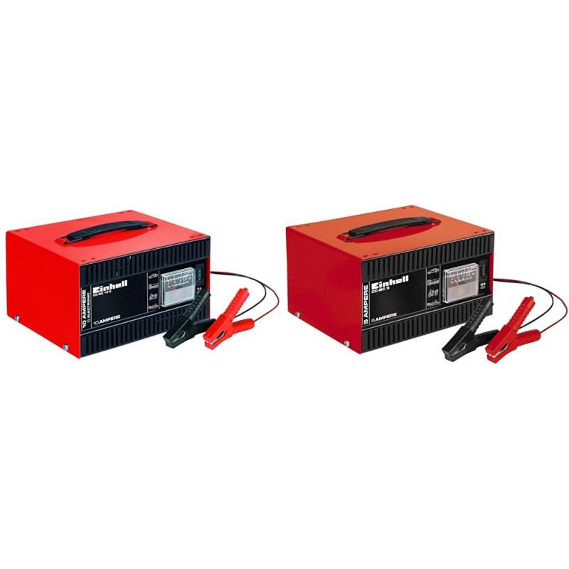 Einhell Batterie-Ladegerät CC-BC 10 E & Batterie-Ladegerät CC-BC 5 (eingebautes Amperemeter, Stahlblechgehäuse, Überlastungs- und Verpolungsschutz, isolierte Polzangen) von Einhell