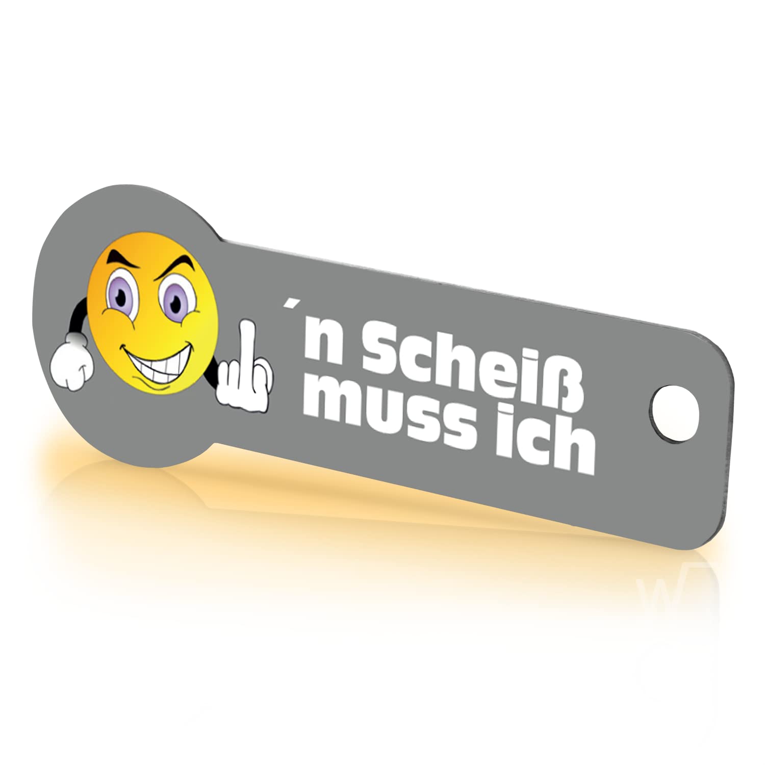 Einkaufswagenlöser ® 'n Scheiß muss ich / Entriegler für Einkaufswagen – inkl. 1 Jahr Schlüsselfundservice / Einkaufswagenchip abziehbar/ Einkaufschip zum rausziehen/ Schlüsselanhänger Metall/ 1 Stück von Einkaufswagenlöser