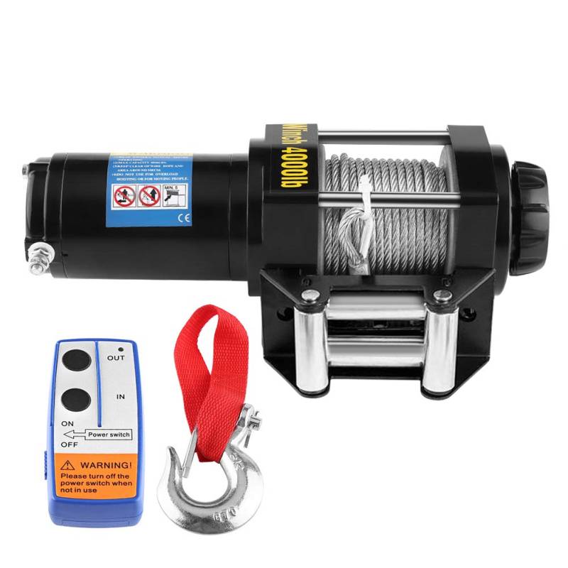 12V Elektrische Seilwinde mit Funkfernbedienung, Motorwinde Flaschenzug Hebezug, Elektrische Seilzug Seilwinde, für Auto PKW ATV Anhänger LKW 4000lb 15m Stahlseil Starker Zug von Ejoyous