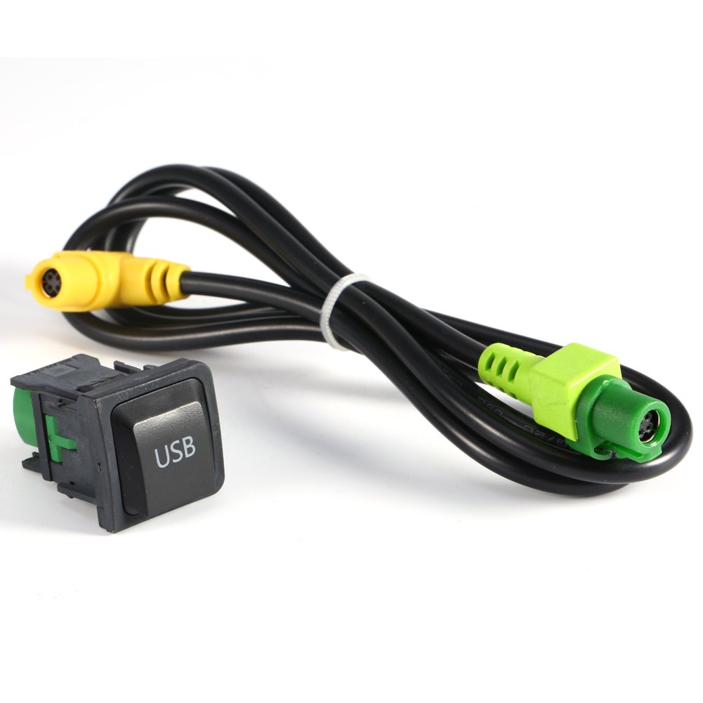 Ejoyous Auto USB Kabel Adapter, Switch Kabel 100cm Kabelbaum Kabel Aux Einbaubuchse Adapter mit Schalter für RCD510 RNS315 MK6 Mk5 Sagitar von Ejoyous