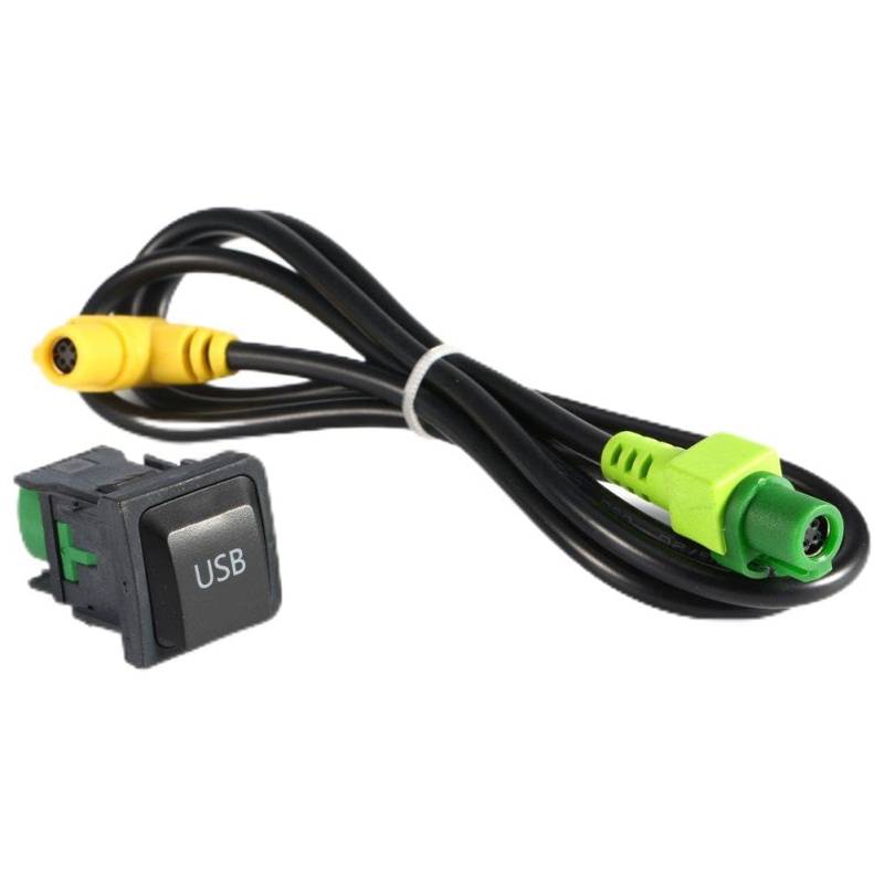 Auto USB Kabel Adapter, Switch Kabel 100cm Kabelbaum Kabel Aux Einbaubuchse Adapter mit Schalter für RCD510 RNS315 MK6 Mk5 von Ejoyous