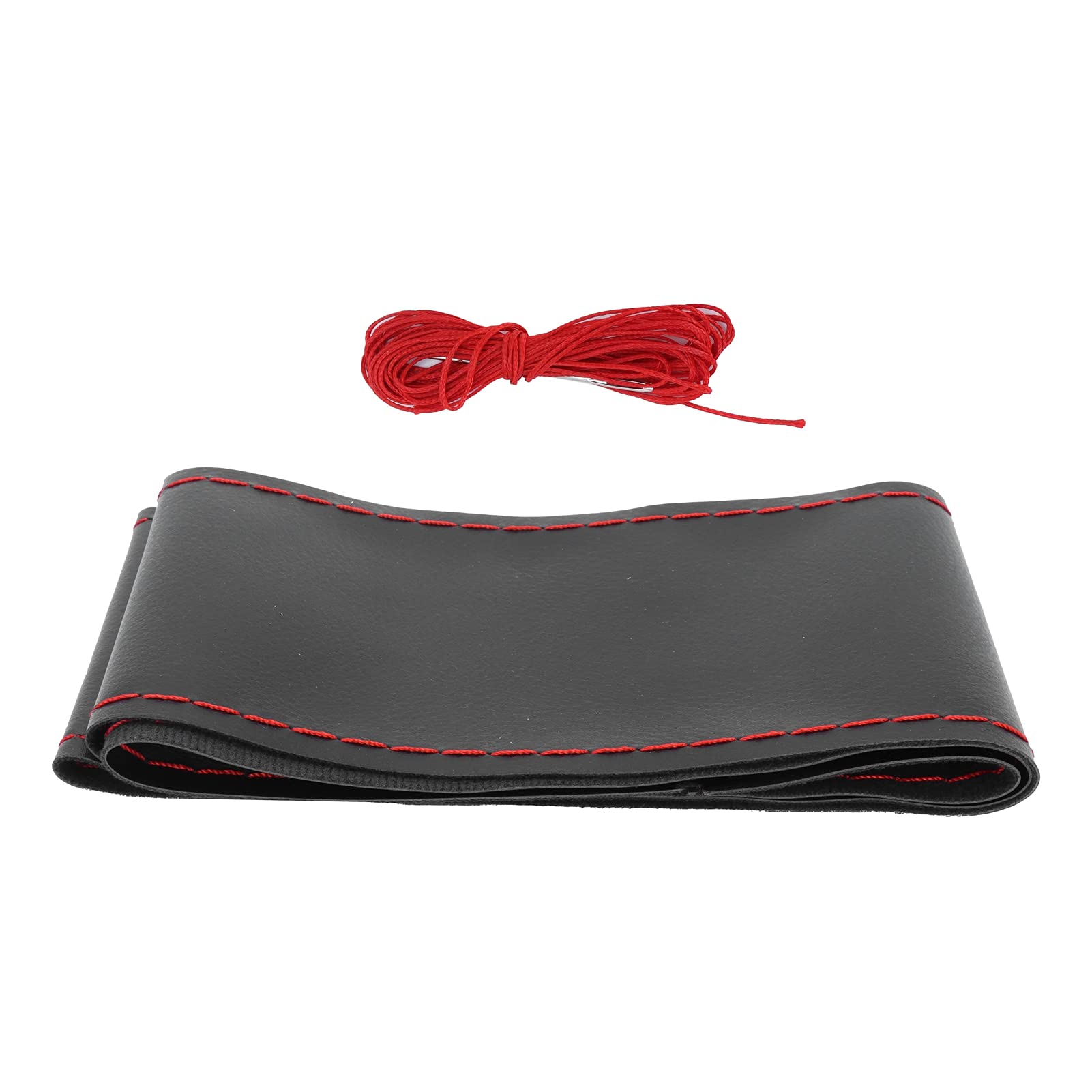 DIY Lenkradbezüge aus Weichem Faserleder auf dem Lenkrad des Autos mit Nadel und Faden Innenzubehör Rot für Lenkrad Durchmesser 37-38 cm (Schwarze Nähte) von Ejoyous
