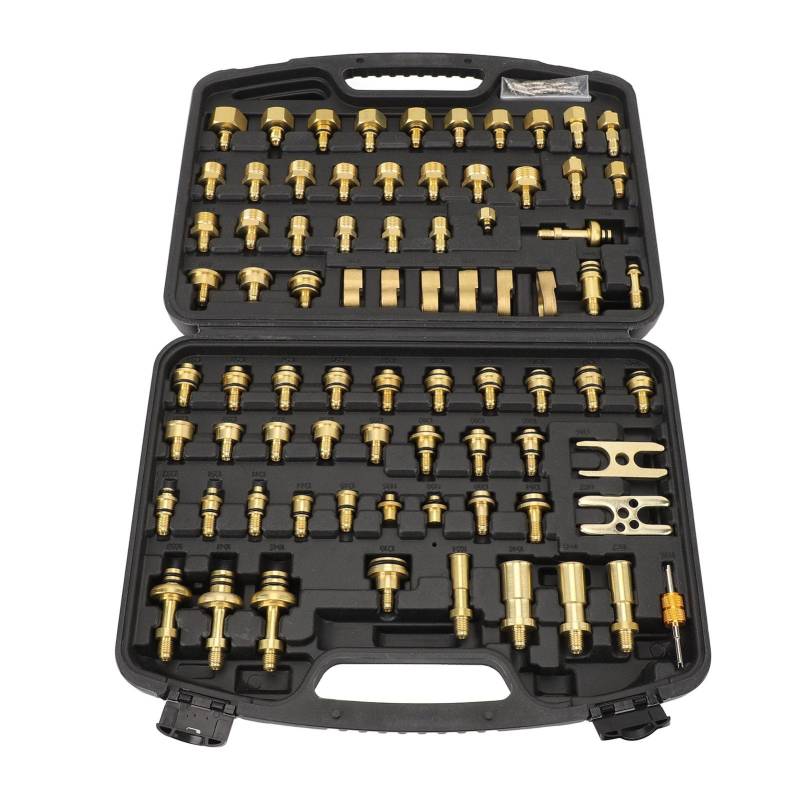 Ejoyous 77pcs Automotive Klimaanlage Lecketestkit, Wechselstrom -Leckerkennungs -Messingwerkzeuge, Präzise Auto A/C -Lecketester -Kit für Auto AC mit Blasform, Hergestellt aus Premium von Ejoyous