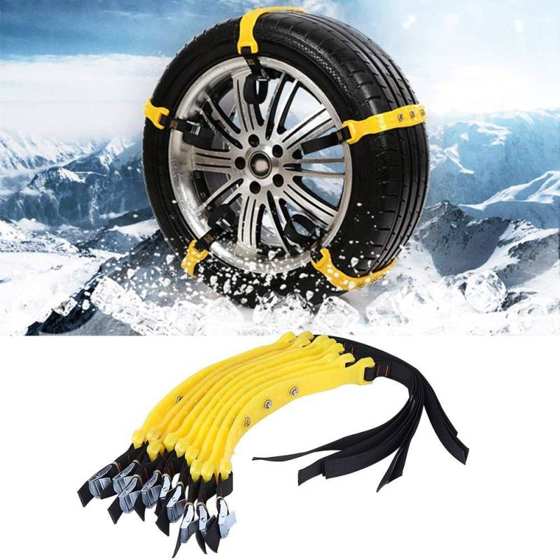 Ejoyous Universal Schneeketten, 10er Set Snow Chains, Anfahrhilfe Anti Skid Nail Auto Snow Tire Ketten für Auto, SUV, LKW mit 185-225mm Reifen Breite von Ejoyous