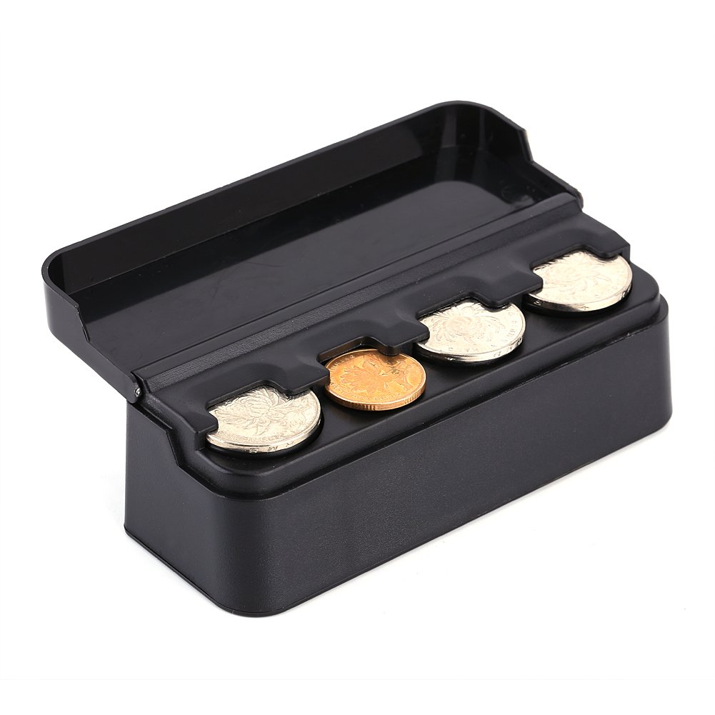 Ejoyous tragbare Auto Münzhalter Auto Münzaufbewahrung Box Münzorganizer mit Abdeckung schwarz Taxi Driver Münzspender Kleingeldaufbewahrungsbox Koffer Container Auto Home Office 11,5 x 4 x 3,6 cm von Ejoyous