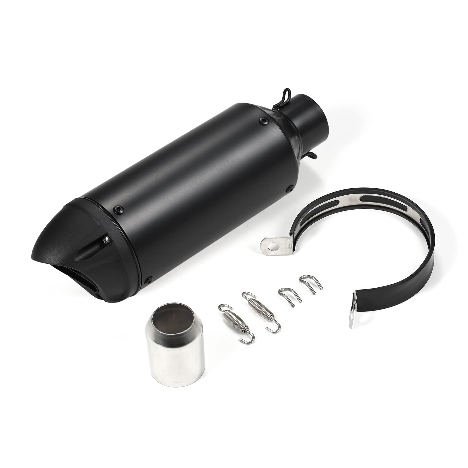Motorradableitungsrohr, Schwanz-Refit-Auspuffmuffler Edelstahl Moto Dirt Bike Auspuff-Schalldämpfer Kit 38-51 Mm, für Motorräder ATV Dirt Bikes (BLACK) von Ejoyous