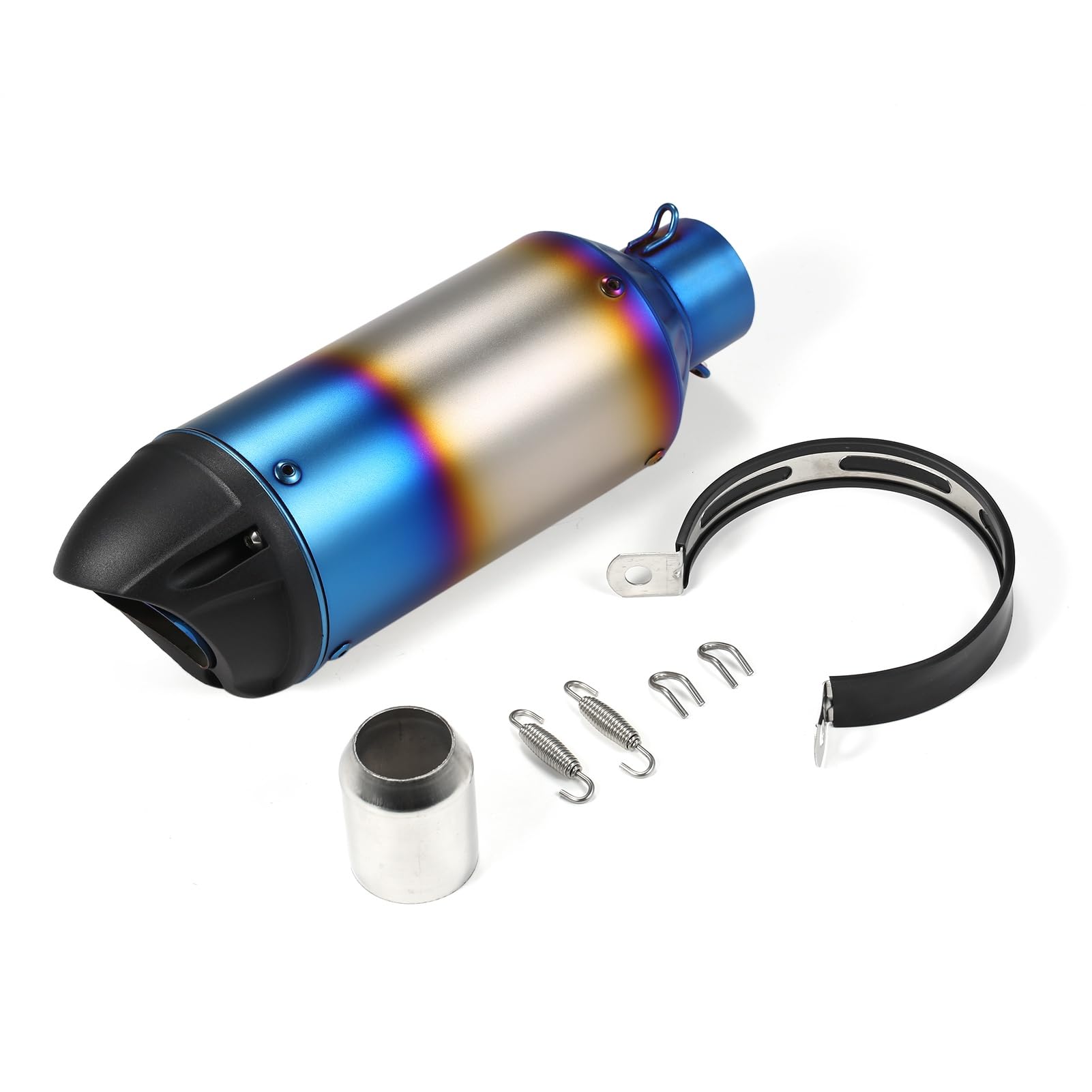 Motorradableitungsrohr, Schwanz-Refit-Auspuffmuffler Edelstahl Moto Dirt Bike Auspuff-Schalldämpfer Kit 38-51 Mm, für Motorräder ATV Dirt Bikes (BLUE) von Ejoyous