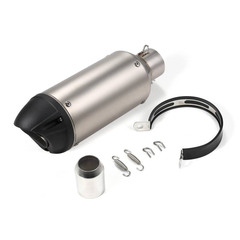 Motorradableitungsrohr, Schwanz-Refit-Auspuffmuffler Edelstahl Moto Dirt Bike Auspuff-Schalldämpfer Kit 38-51 Mm, für Motorräder ATV Dirt Bikes (SILVER) von Ejoyous