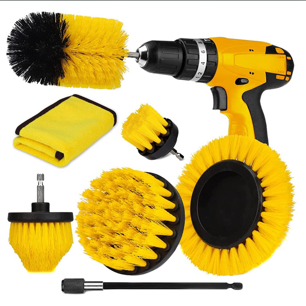 Bürstenaufsatz Akkuschrauber,Ekakashop 7 Stück Bohrbürsten Set Bürste Bohrmaschine Drill Brush Elektrische Reinigungsbürste Leistungsstarke Cleaning Brush Felgenbürste für Akkuschrauber von Ekakashop