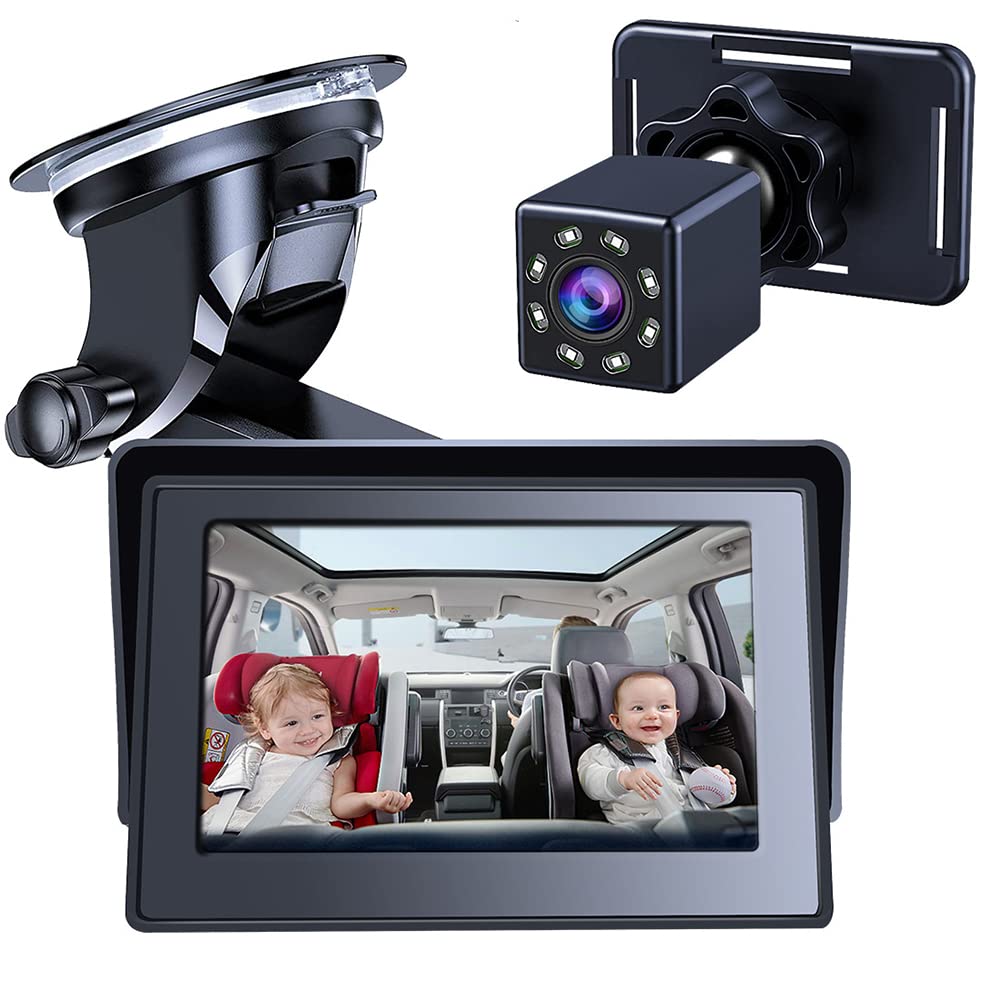 Ekakashop Nachtsicht Baby Autositz Spiegel 1080P Baby Autospiegel Kamera 360 °verstellbare mit 4,3-Zoll-klarem Display Perfekte Nachtsicht für auto Säuglinge Babys Kinder und Kinder von Ekakashop