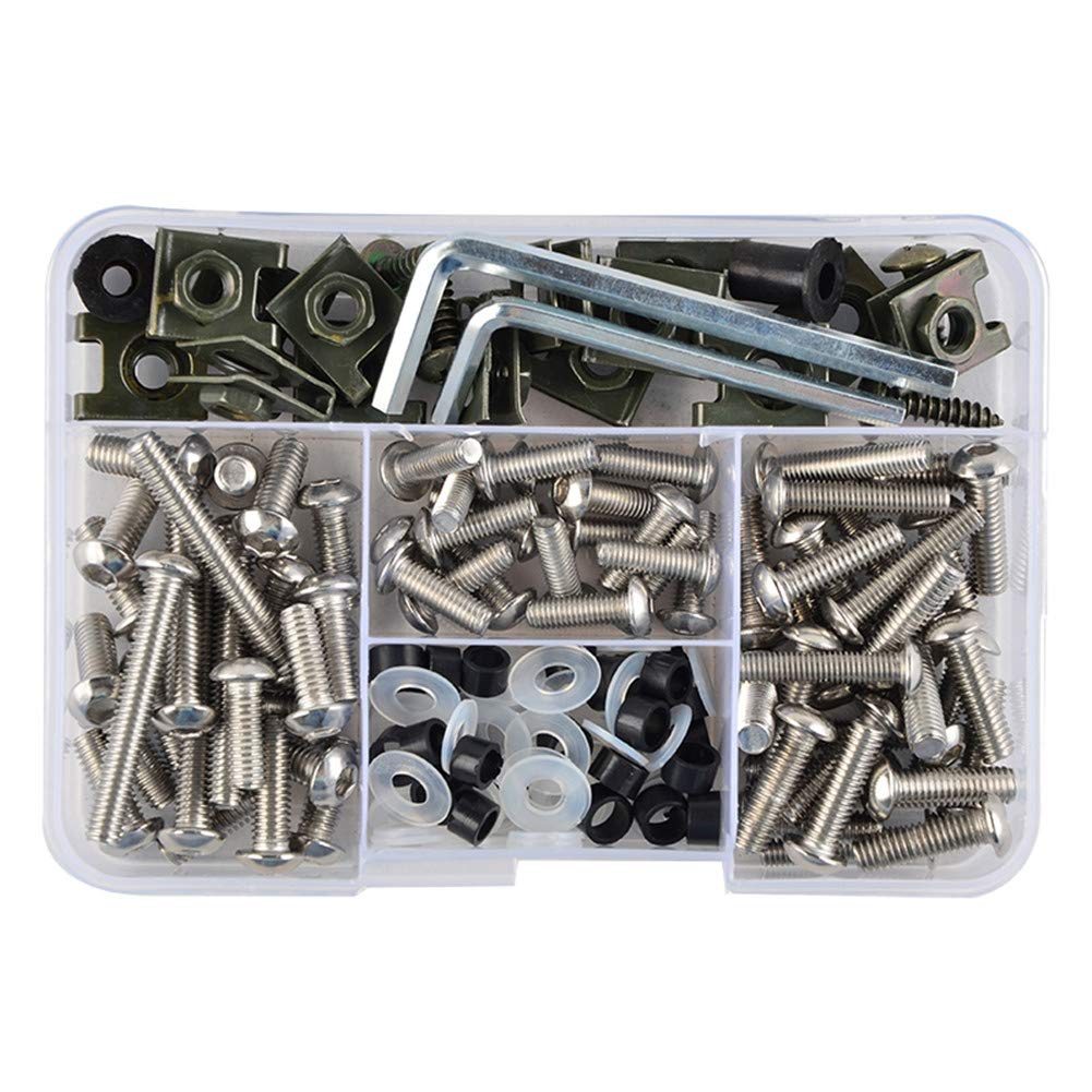 Motorrad Verkleidungsschrauben Set,Ekakashop 155 Stück Windschutzscheiben Körper Bolt Kit Edelstahl Motorrad Verkleidung Schrauben Muttern Unterlegscheiben Set für Motorrad Modifikations zubehör von Ekakashop