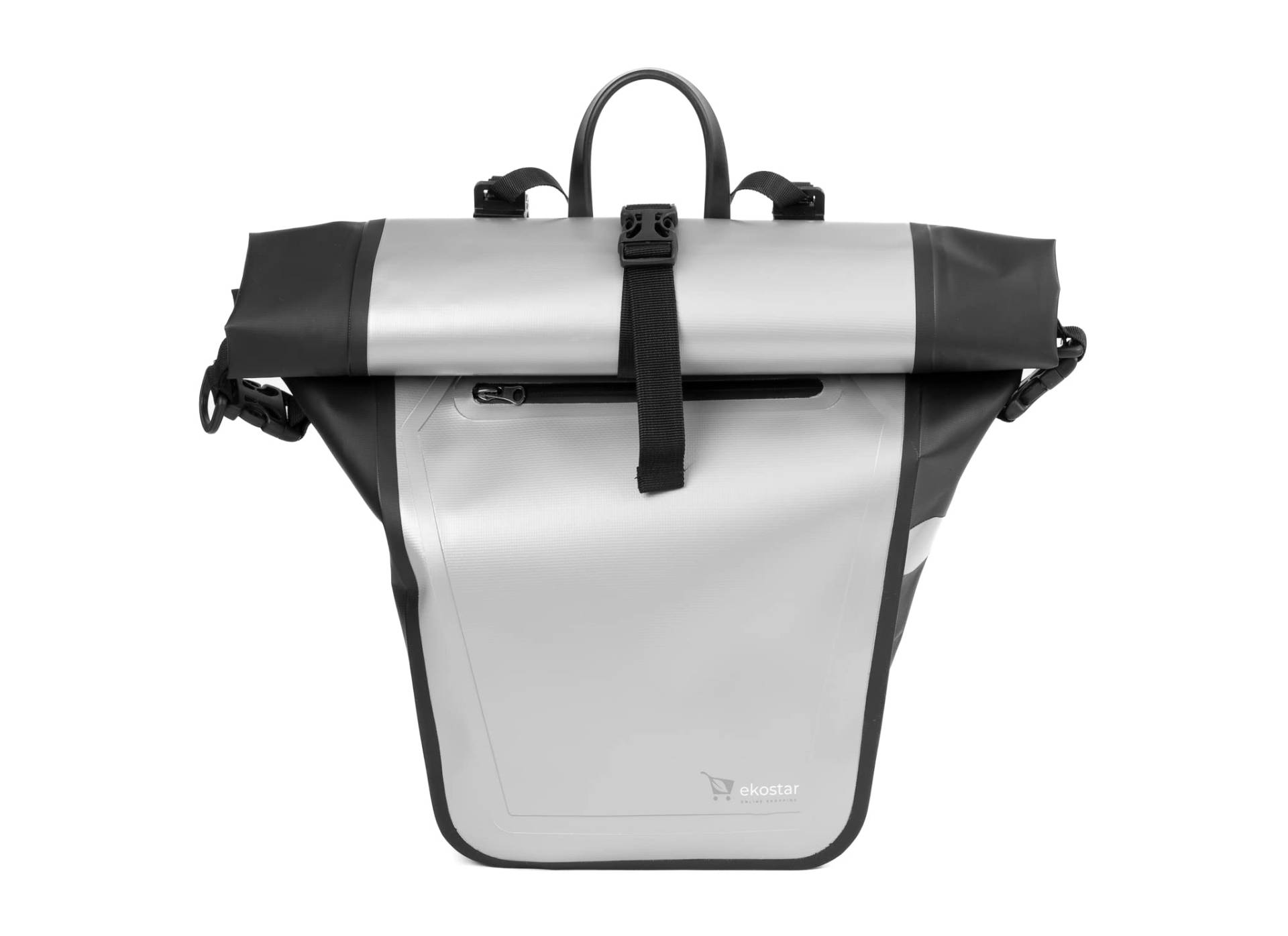 Ekostar online shopping - 2in1 Fahrradtasche - 100% wasserdicht - Rolltop - Rot - 17 bis 28 Liter - Einzelfahrradtasche (Silber) von Ekostar online shopping