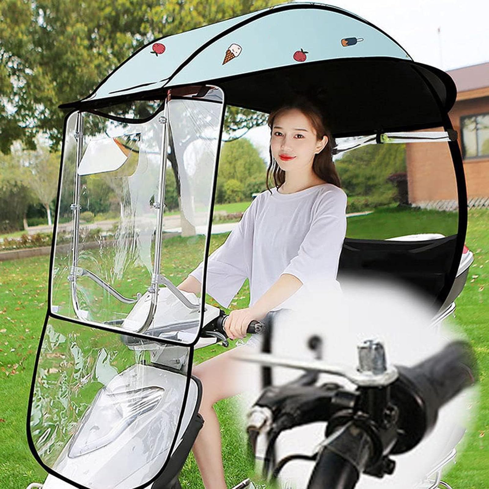 ElROal Motorrad-Roller-Abdeckung, Wasserdicht, Für Den Außenbereich, Elektroauto-Baldachin, Sonnenblende, Universeller Motorroller-Regenschirm, Mobilität,A von ElROal